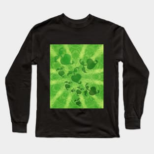 Abstract leaves on green kaleidoscope Long Sleeve T-Shirt